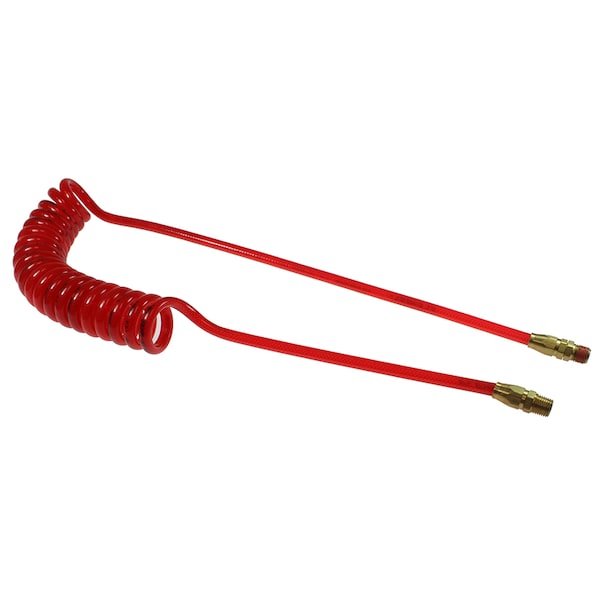 Flexeel Coil 3/8 ID x 10 ft 3/8 MPT Swivel x Rigid Transparent Red